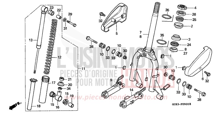 GABEL, VORNE von NHX 110 Lead BLAZE RED (R120) von 1990